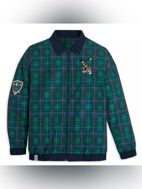 Disney Parks Golf Plaid Windbreaker Full Zip Jacket Mickey Pluto Large NWT